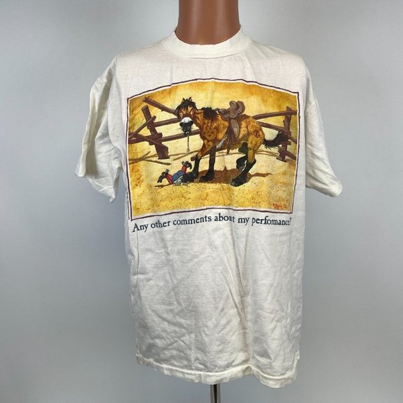 Bonnie Shields Horse Riding Painting Single Stitch T Shirt Vtg 90s 1992 USA L - Picture 2 of 6